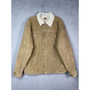 Quiksilver Jacket Mens Medium Beige Corduroy Sherpa Fleece Lined Front Pockets